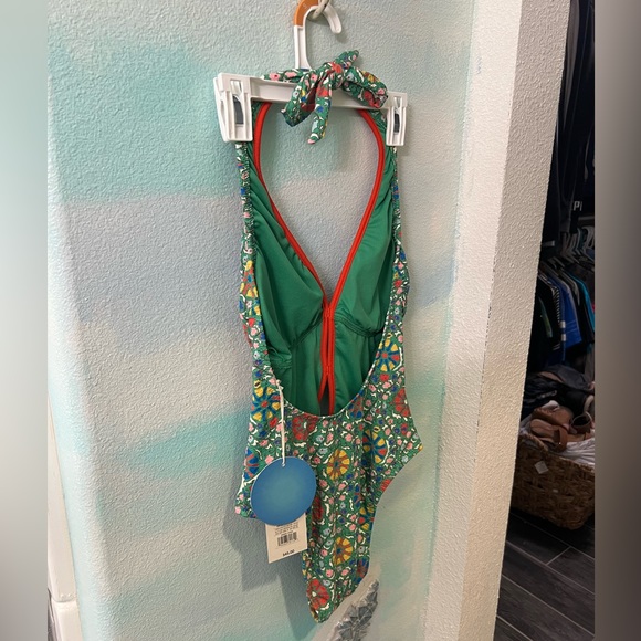 NWT Rhode Zinnia Floral Print Halter High Leg Cheeky One Piece Swimsuit - Picture 12 of 15